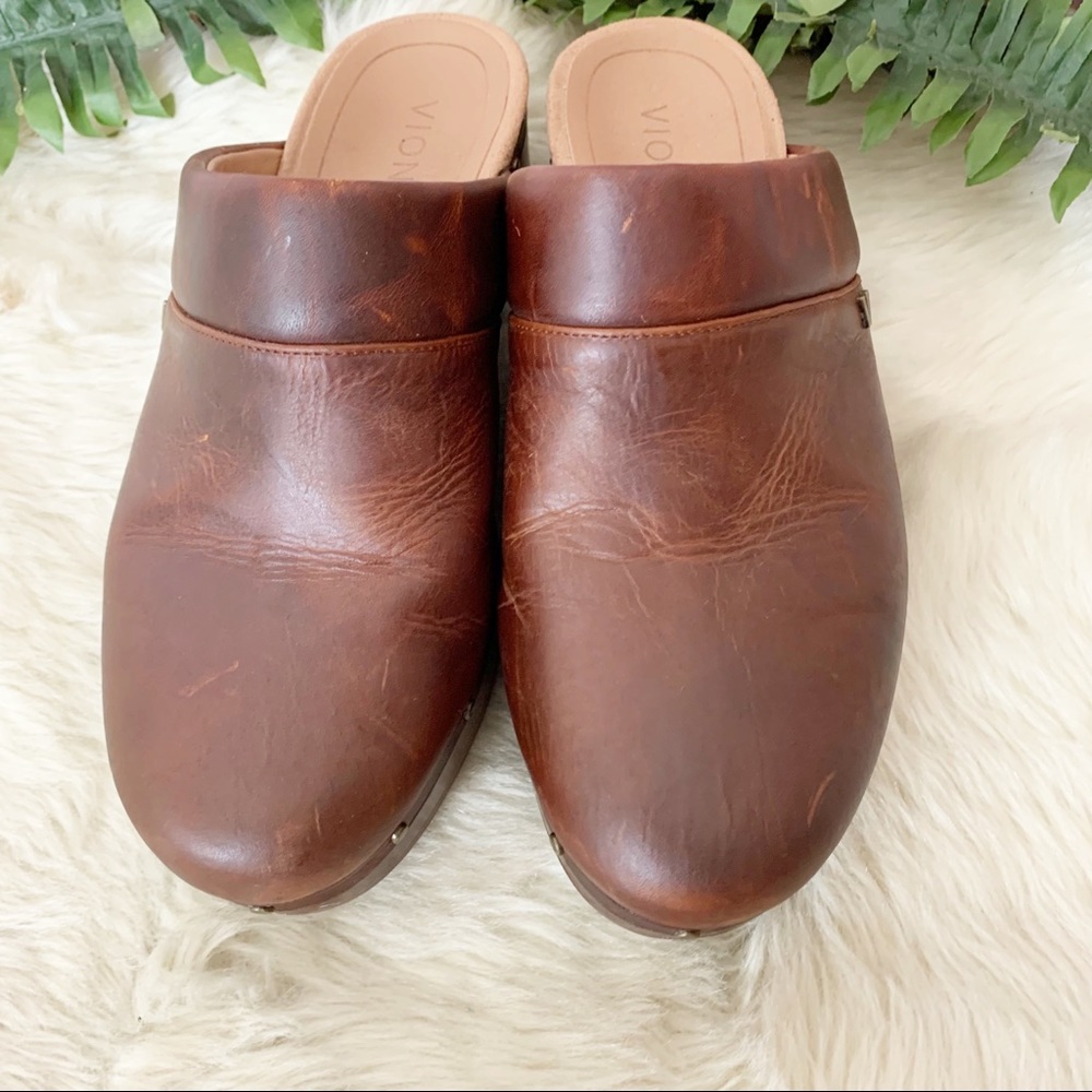 Vionic Kacie Brown Leather Clog Size 8 Wide - Picture 3 of 11